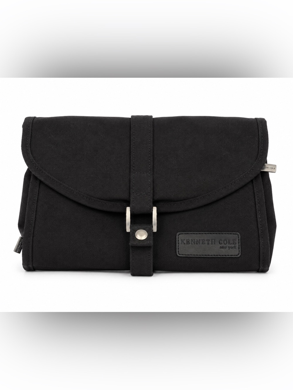 Kenneth Cole Black Canvas Toiletry Bag with Buckle Strap